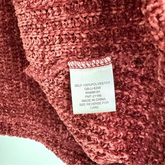 Gypsies & Moondust Burgundy Chenille Knit Button Cardigan Sweater Top - Picture 6 of 7